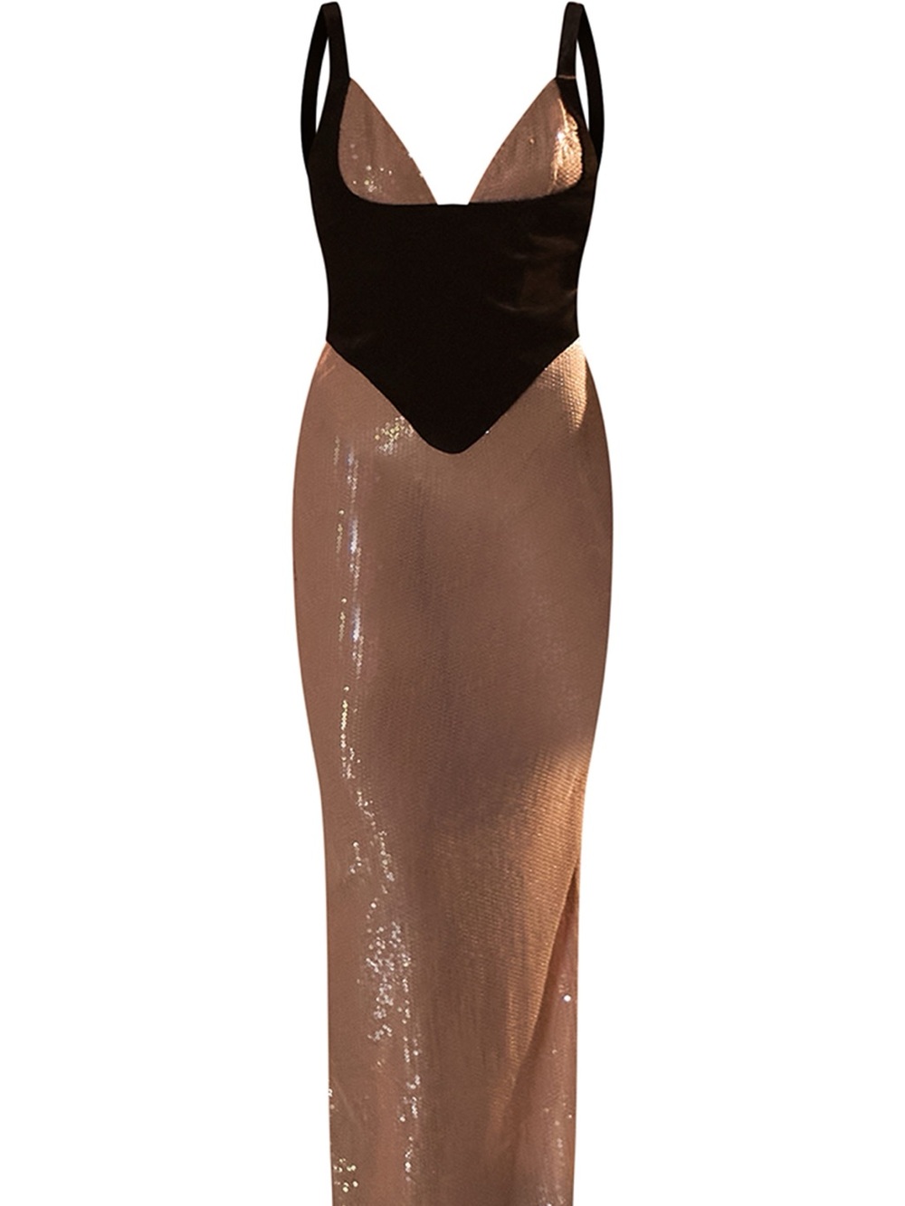 PrettyLittleThing Black & Rose Gold Sequin Maxi Dress